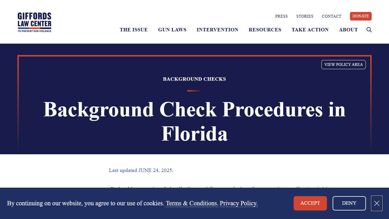 Background Check Procedure Laws in Florida Giffords